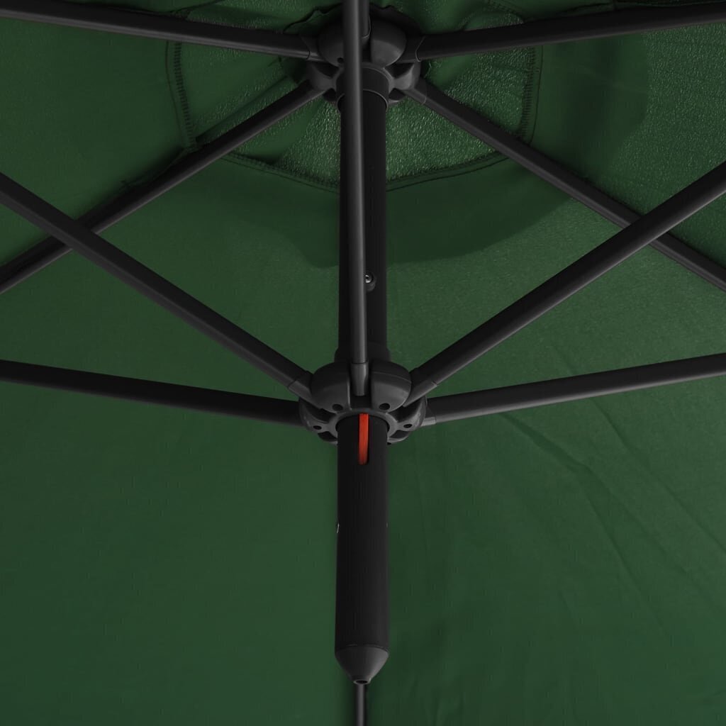 Dubultais saulessargs ar tērauda kātu vidaXL, 600 cm, zaļš cena un informācija | Saulessargi, markīzes un statīvi | 220.lv