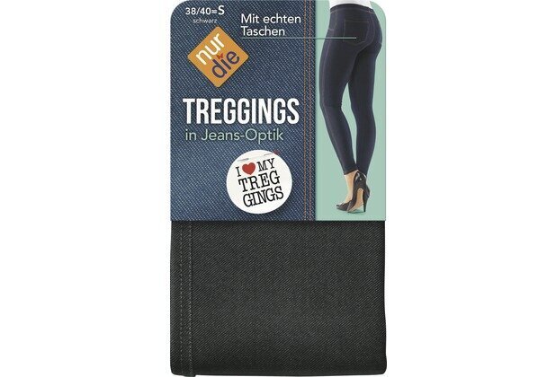 Sieviešu tregingi, Nur Die "Treggings Jeans-Optik", melnā krāsā cena un informācija | Zeķubikses | 220.lv