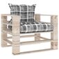 vidaXL dārza palešu dīvāns ar pelēkiem matračiem, priedes koks cena un informācija | Dārza krēsli | 220.lv