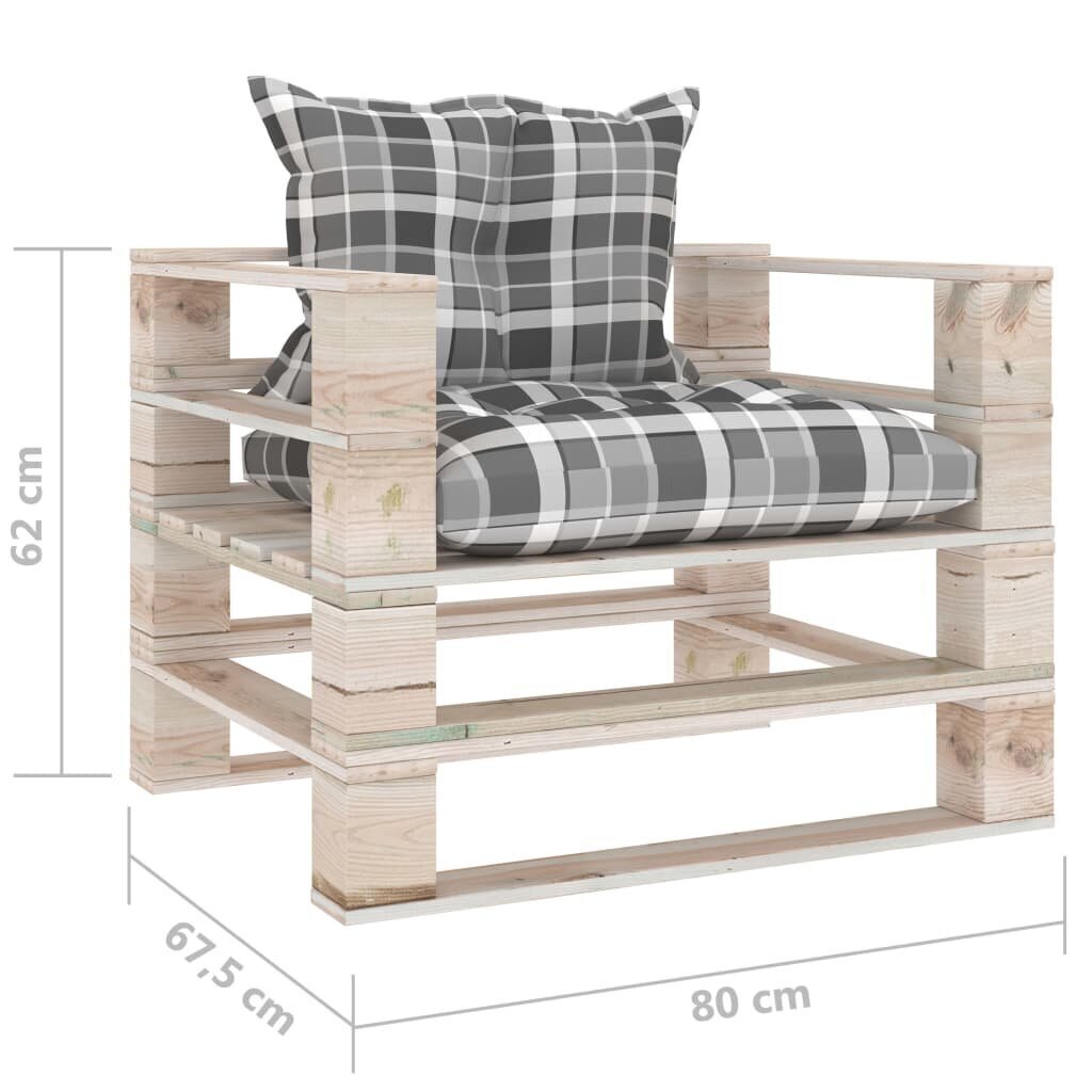 vidaXL dārza palešu dīvāns ar pelēkiem matračiem, priedes koks cena un informācija | Dārza krēsli | 220.lv