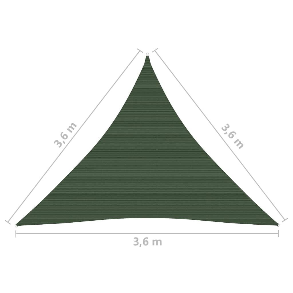 vidaXL saulessargs, 160 g/m², tumši zaļš, 3,6x3,6x3,6 m, HDPE cena un informācija | Saulessargi, markīzes un statīvi | 220.lv