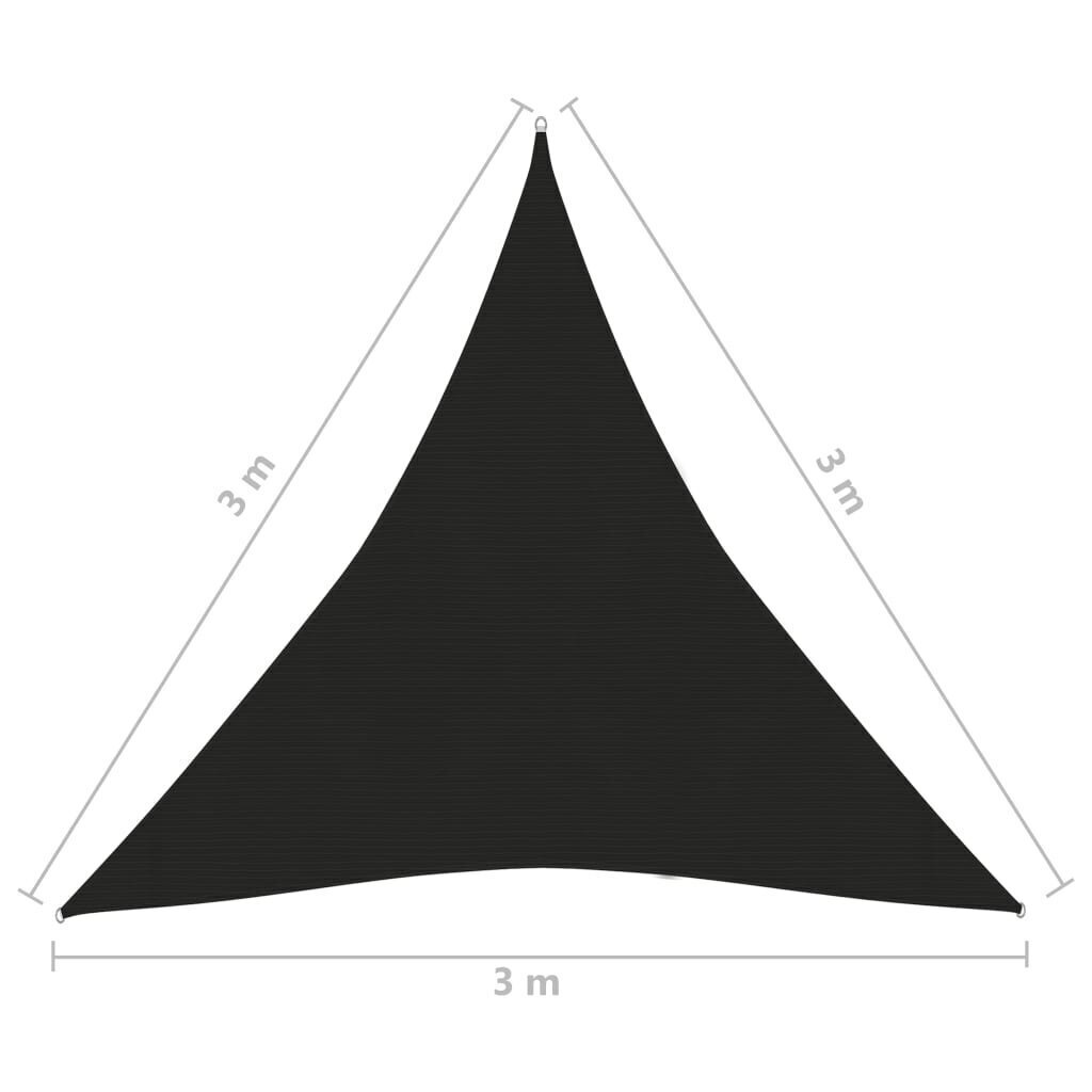 vidaXL saulessargs, 160 g/m², melns, 3x3x3 m, HDPE cena un informācija | Saulessargi, markīzes un statīvi | 220.lv