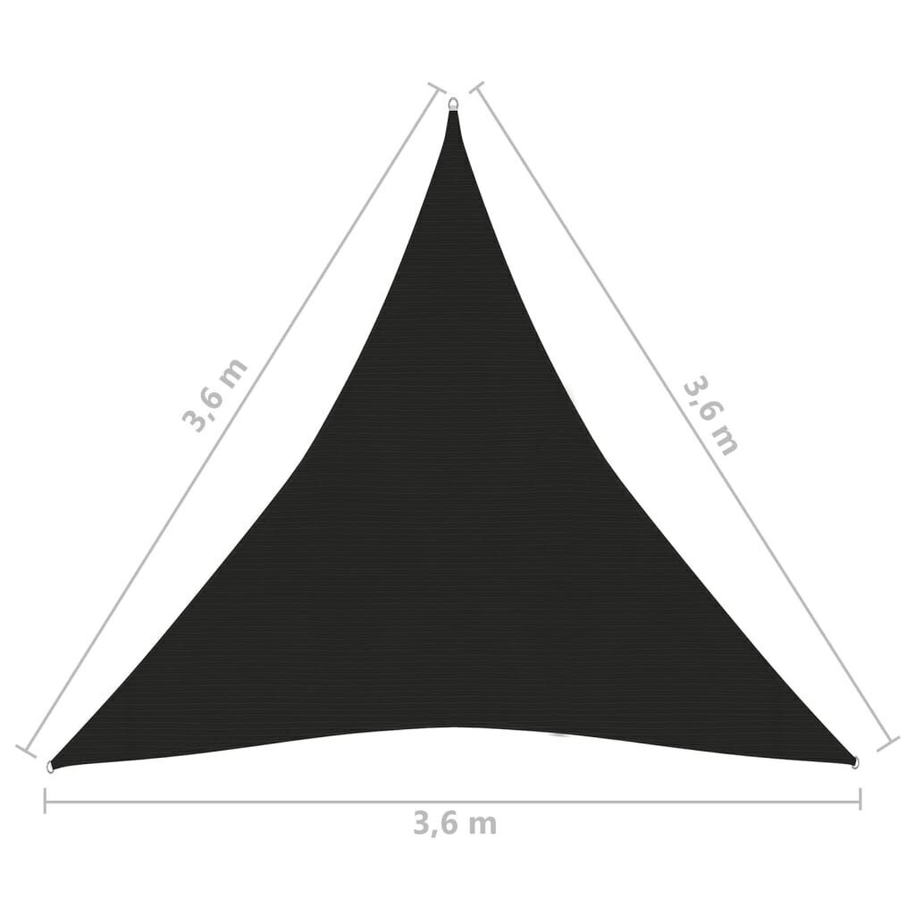 vidaXL saulessargs, 160 g/m², melns, 3,6x3,6x3,6 m, HDPE cena un informācija | Saulessargi, markīzes un statīvi | 220.lv