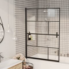 vidaXL dušas siena, 100x140 cm, ESG, melna cena un informācija | Dušas durvis, dušas sienas | 220.lv