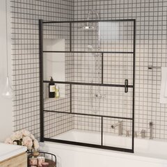 vidaXL dušas siena, 116x140 cm, ESG, melna cena un informācija | Dušas durvis, dušas sienas | 220.lv