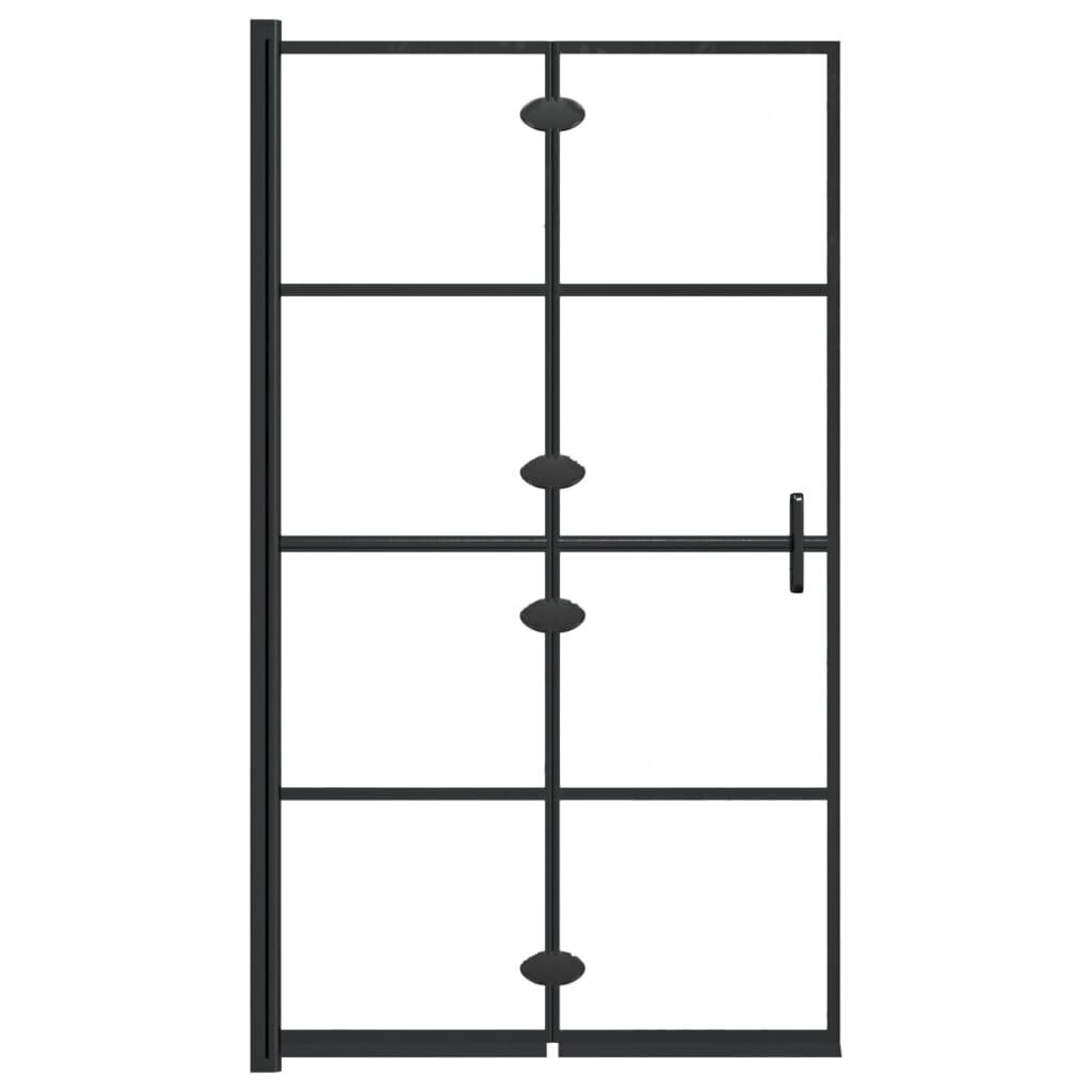 vidaXL salokāma dušas kabīne, ESG, 80x140 cm, melna cena un informācija | Dušas durvis, dušas sienas | 220.lv