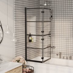vidaXL salokāma dušas kabīne, ESG, 100x140 cm, melna cena un informācija | Dušas durvis, dušas sienas | 220.lv