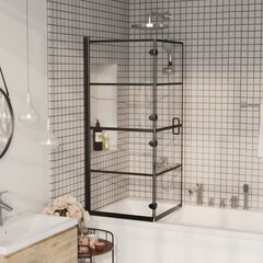 vidaXL salokāma dušas kabīne, 120x140 cm, ESG, melna cena un informācija | Dušas durvis, dušas sienas | 220.lv