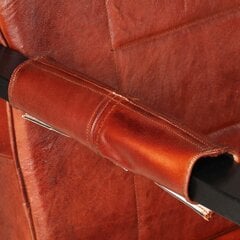 vidaXL atpūtas krēsls, 60x80x87 cm, tumši brūna dabīga kazas āda цена и информация | Кресла в гостиную | 220.lv