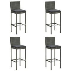 vidaXL dārza bāra krēsli ar matračiem, 4 gab., pelēka PE rotangpalma cena un informācija | Dārza krēsli | 220.lv