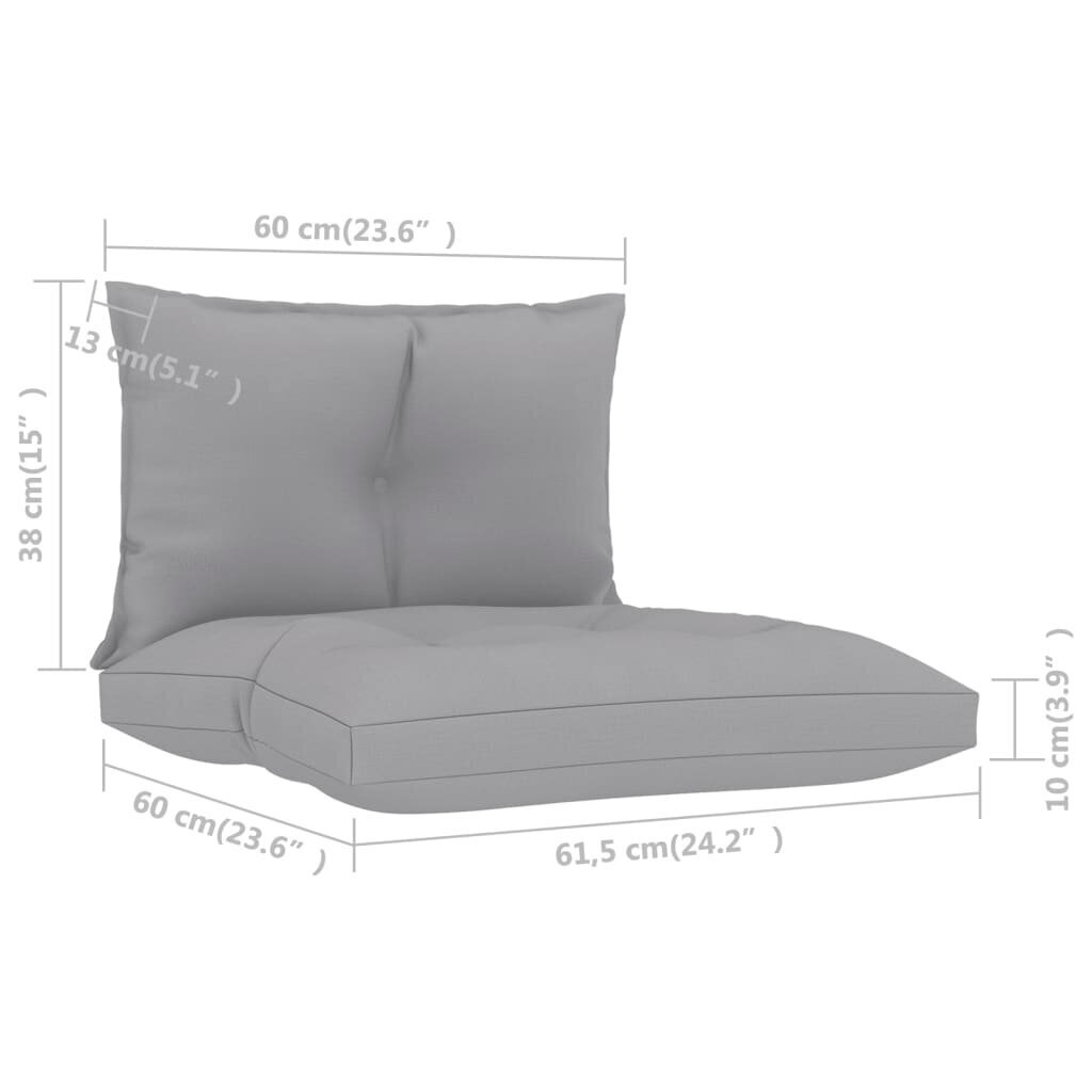 Palešu dīvānu matrači vidaXL, 2 gab., pelēki cena un informācija | Krēslu paliktņi | 220.lv