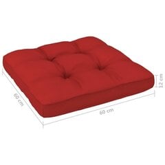 Palešu dīvāna matracis vidaXL, 60x60x10 cm, sarkans цена и информация | Подушки, наволочки, чехлы | 220.lv