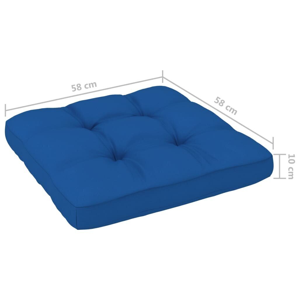 Palešu dīvāna spilvens vidaXL, 58x58x10 cm, koši zils cena un informācija | Krēslu paliktņi | 220.lv