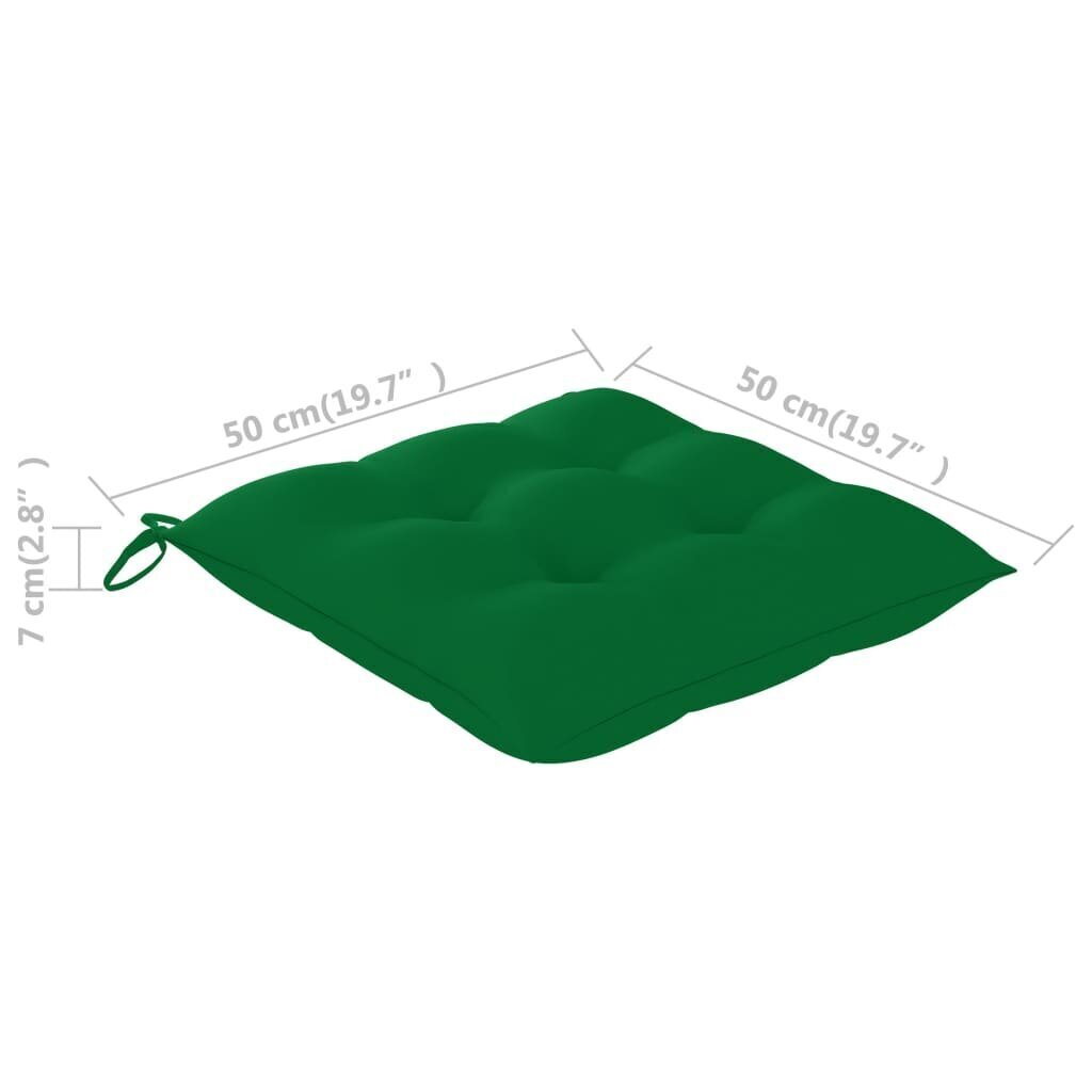 Dārza krēslu matrači vidaXL, 2 gab., 50x50x7 cm, zaļi cena un informācija | Krēslu paliktņi | 220.lv