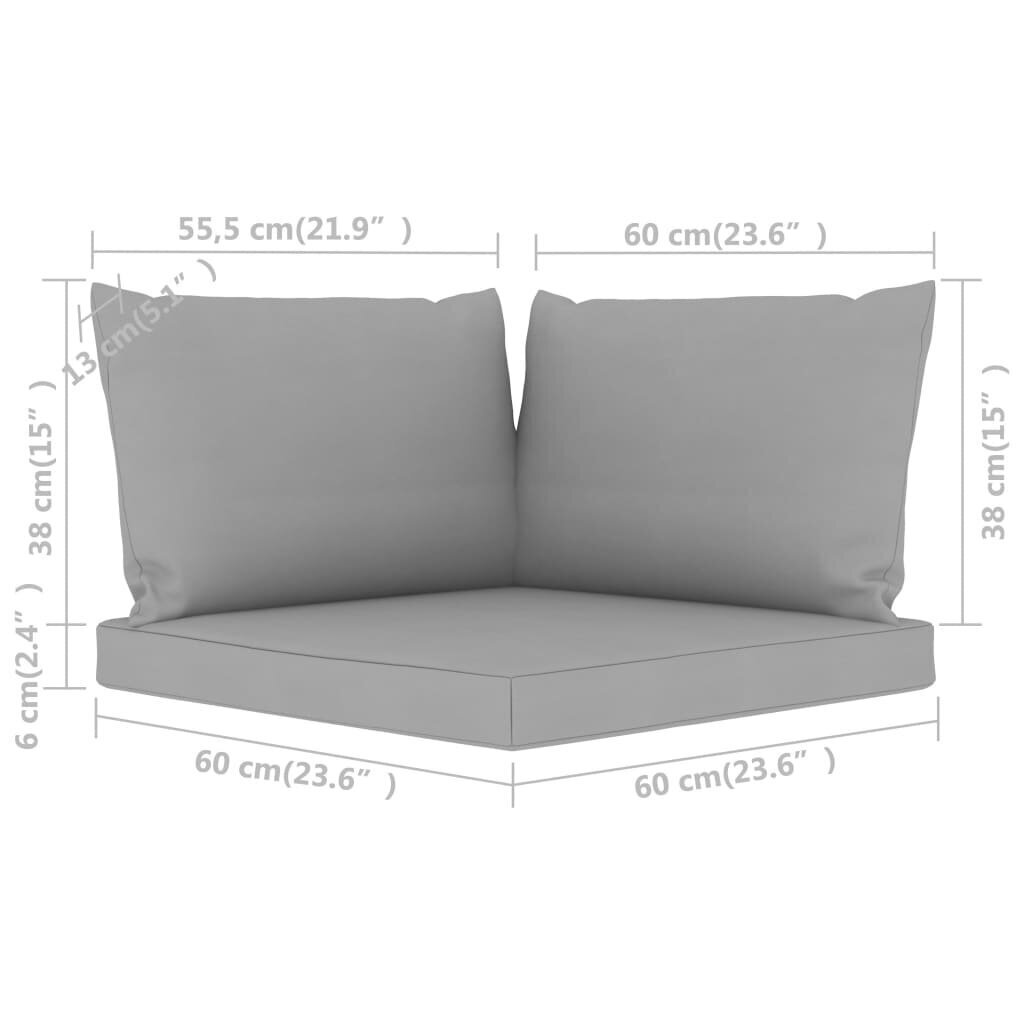 Palešu dīvānu matrači vidaXL, 3 gab., pelēki цена и информация | Krēslu paliktņi | 220.lv