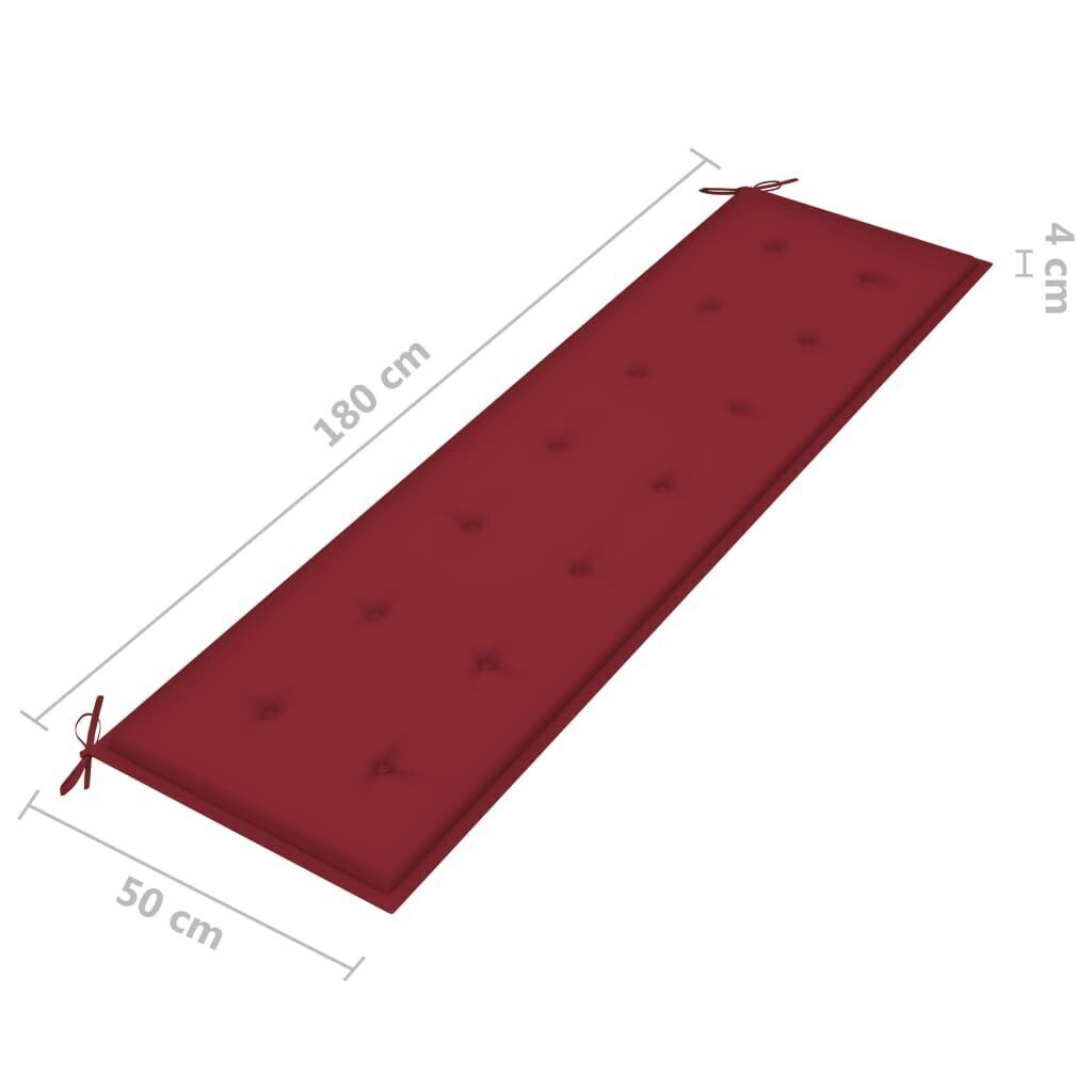 Dārza sola matracis vidaXL, 180x50x4 cm, vīnsarkans cena un informācija | Krēslu paliktņi | 220.lv