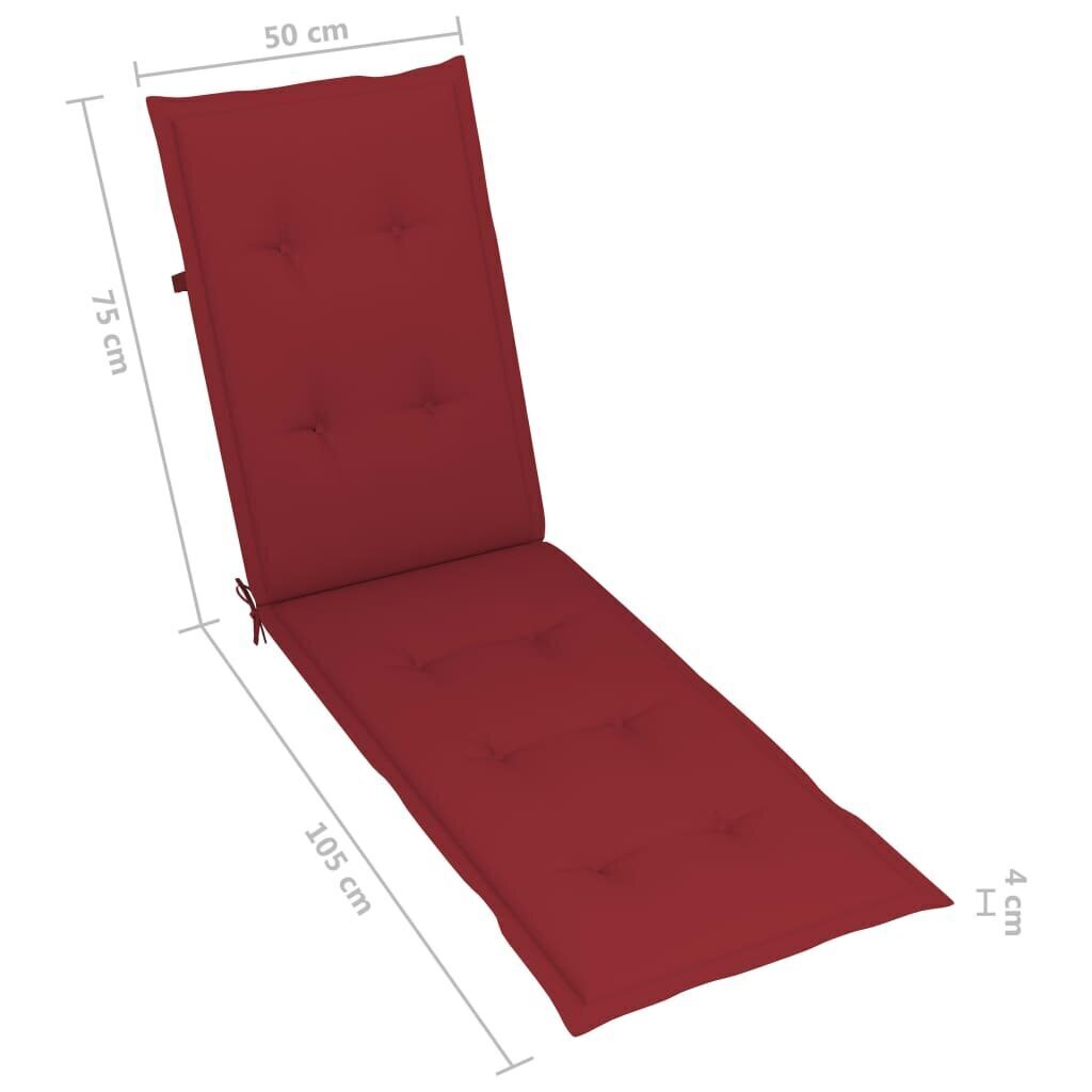 Atpūtas krēsla matracis vidaXL, (75+105)x50x4 cm, vīnsarkans cena un informācija | Krēslu paliktņi | 220.lv