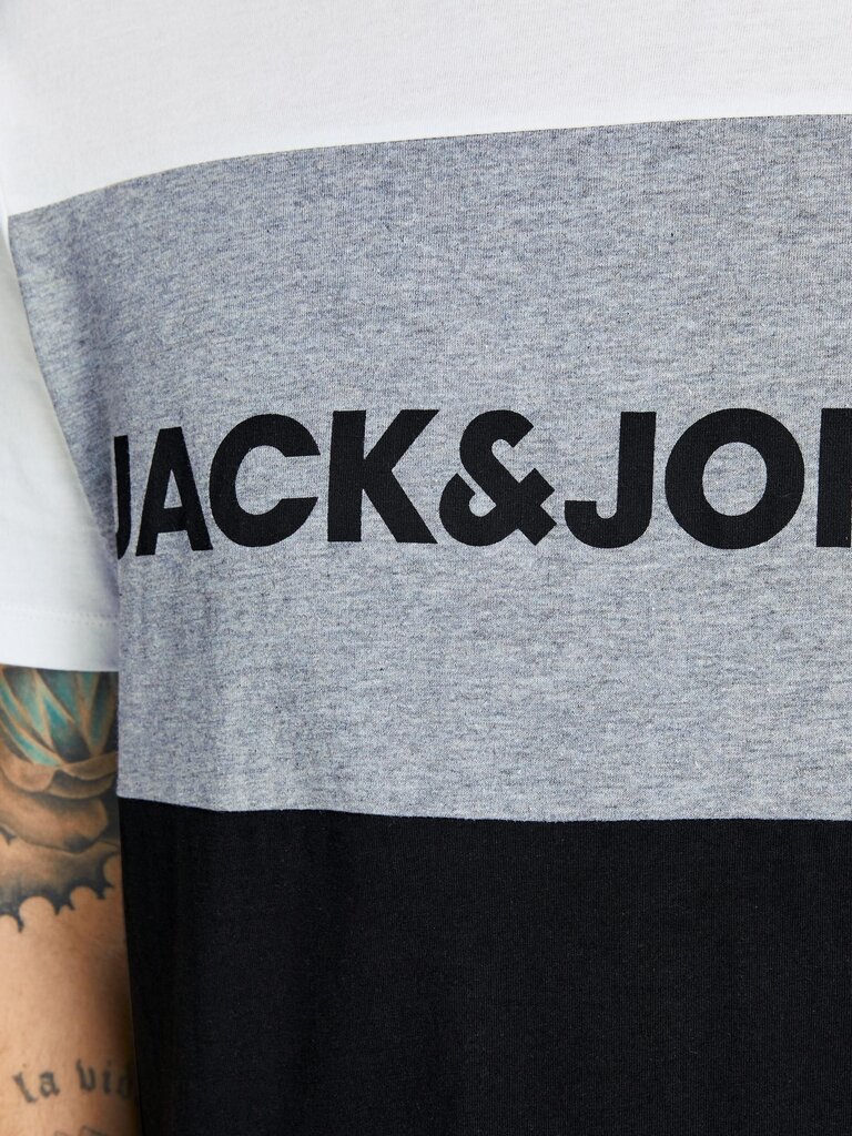 Jack & Jones vīriešu T-krekls 12173968*02, balts/pelēks 5715210965241 cena un informācija | Vīriešu T-krekli | 220.lv