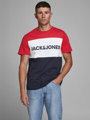 Jack & Jones vīriešu T-krekls 12173968*01, sarkans/balts 5714909315664 cena un informācija | Vīriešu T-krekli | 220.lv