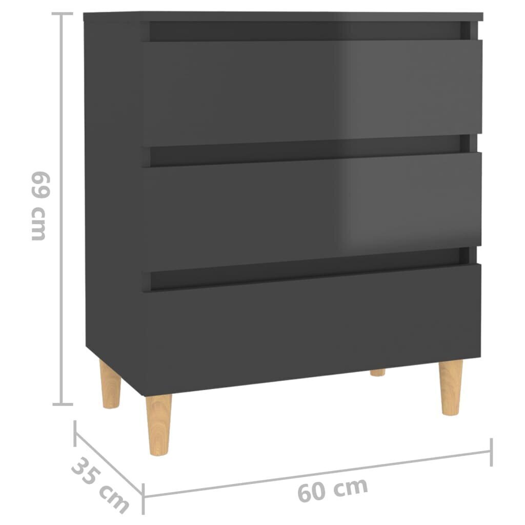 vidaXL kumode, spīdīgi pelēka, 60x35x69 cm, skaidu plāksne cena un informācija | Skapīši viesistabai | 220.lv