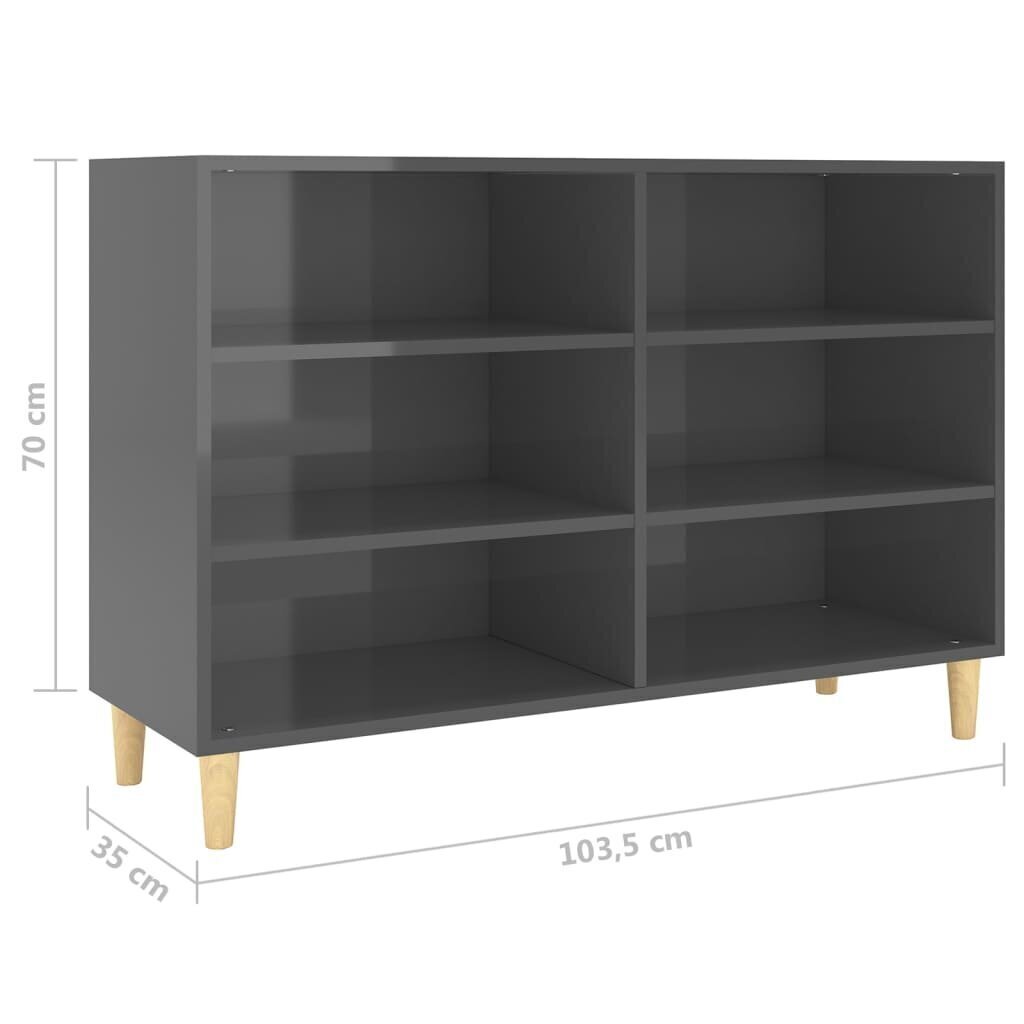 vidaXL plaukts, spīdīgi pelēks, 103,5x35x70 cm, kokskaidu plāksne cena un informācija | Skapīši viesistabai | 220.lv