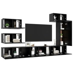 vidaXL 8-daļīgs TV skapīšu komplekts, melns, skaidu plāksne cena un informācija | Skapīši viesistabai | 220.lv