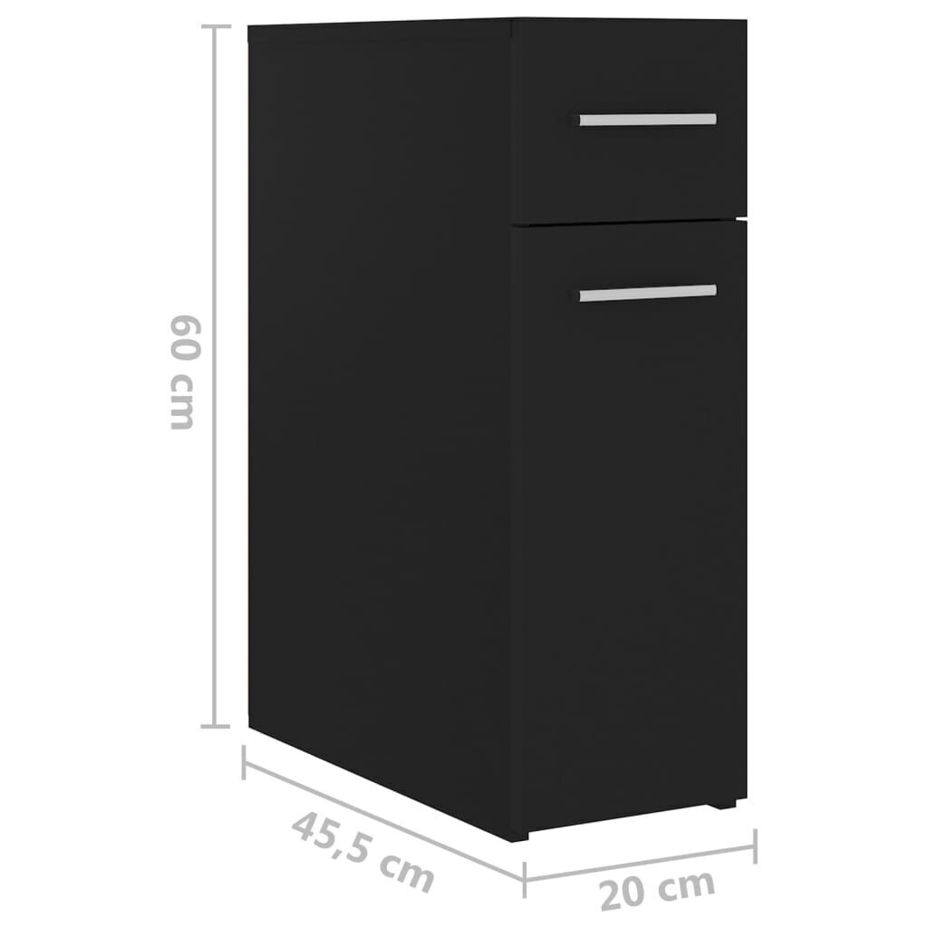 vidaXL atvilktņu skapis, melns, 20x45,5x60 cm, skaidu plāksne цена и информация | Skapīši viesistabai | 220.lv
