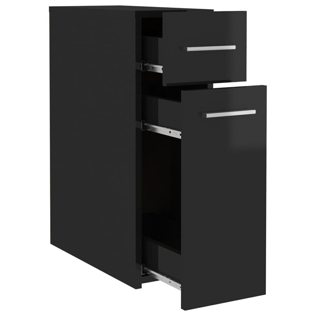 vidaXL atvilktņu skapis, spīdīgi melns, 20x45,5x60 cm, skaidu plāksne cena un informācija | Skapīši viesistabai | 220.lv