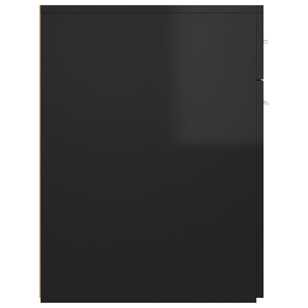 vidaXL atvilktņu skapis, spīdīgi melns, 20x45,5x60 cm, skaidu plāksne cena un informācija | Skapīši viesistabai | 220.lv