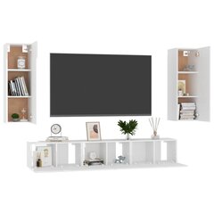 vidaXL 5-daļīgs TV skapīšu komplekts, spīdīgi balts, skaidu plāksne cena un informācija | Skapīši viesistabai | 220.lv