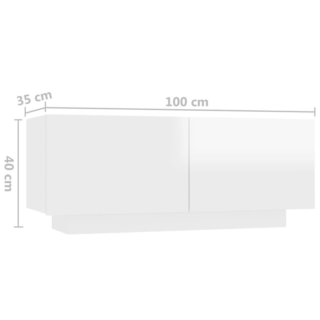 vidaXL naktsskapītis, 100x35x40 cm, spīdīgi balts, skaidu plāksne cena un informācija | Naktsskapīši | 220.lv
