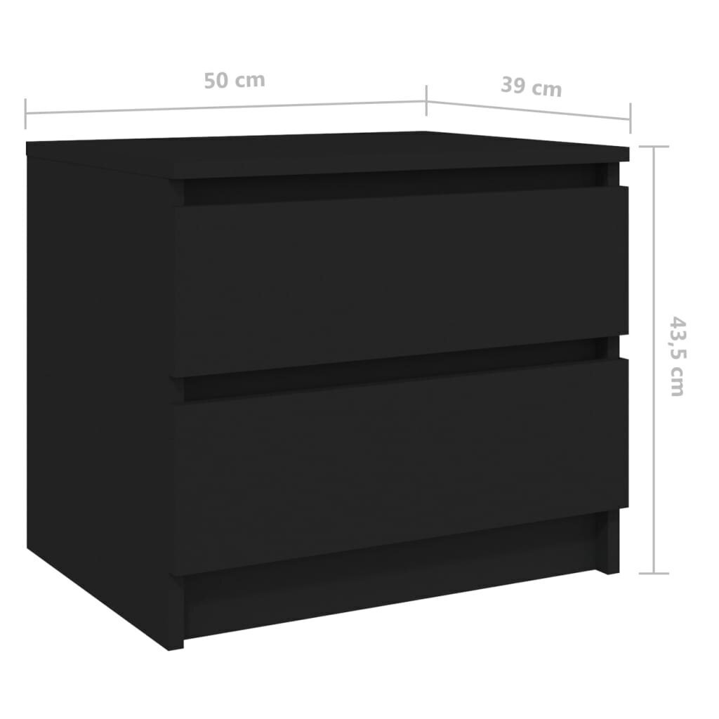 vidaXL naktsskapīši, 2 gab., melni, 50x39x43,5 cm, skaidu plāksne cena un informācija | Naktsskapīši | 220.lv