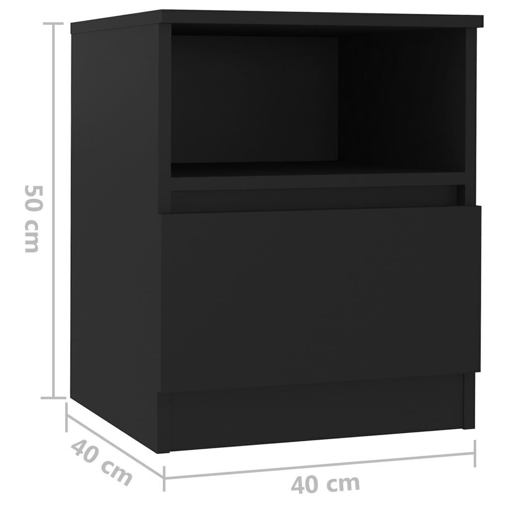 vidaXL naktsskapītis, melns, 40x40x50 cm, skaidu plātne cena un informācija | Naktsskapīši | 220.lv