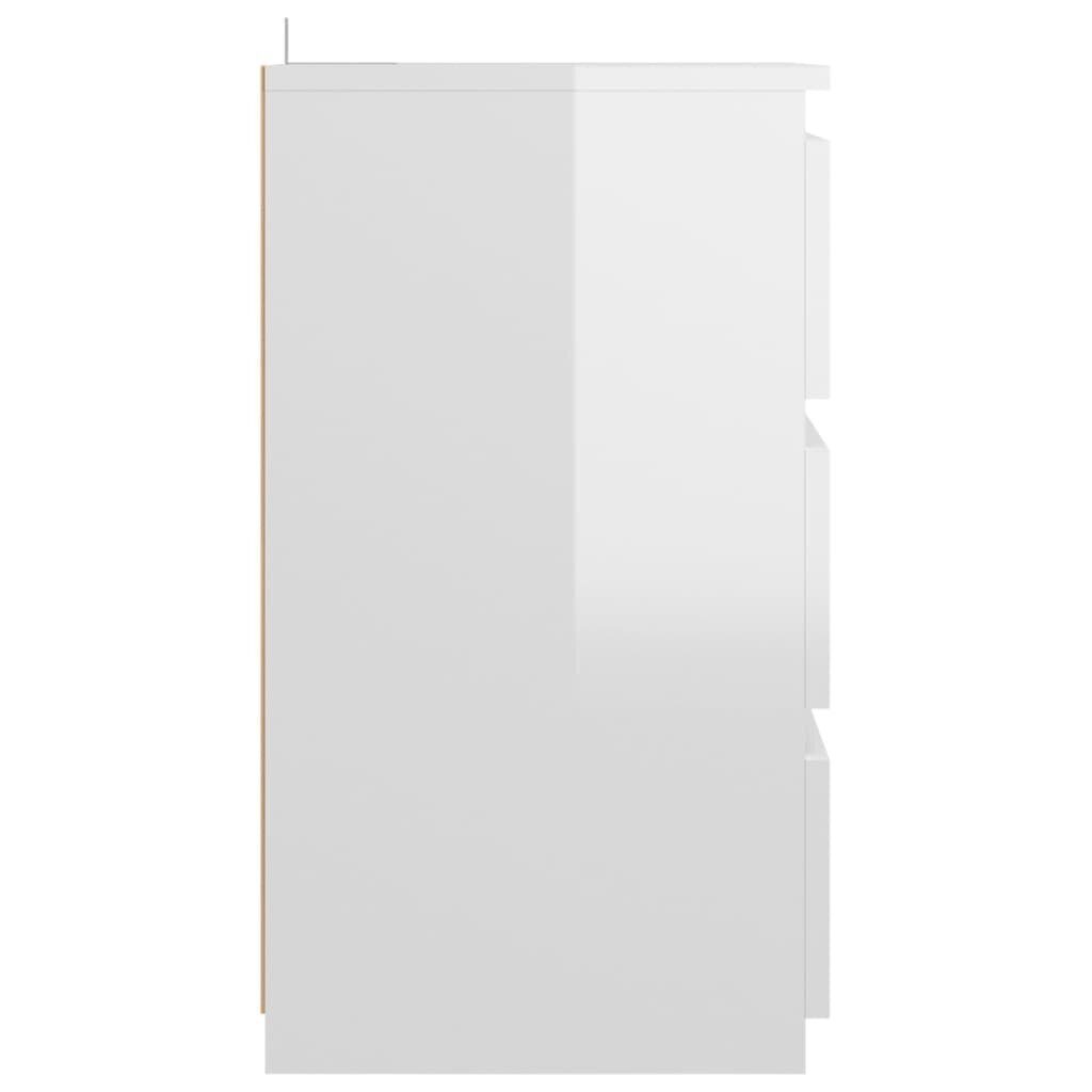 vidaXL naktsskapītis, spīdīgi balts, 40x35x62,5 cm, skaidu plāksne cena un informācija | Naktsskapīši | 220.lv