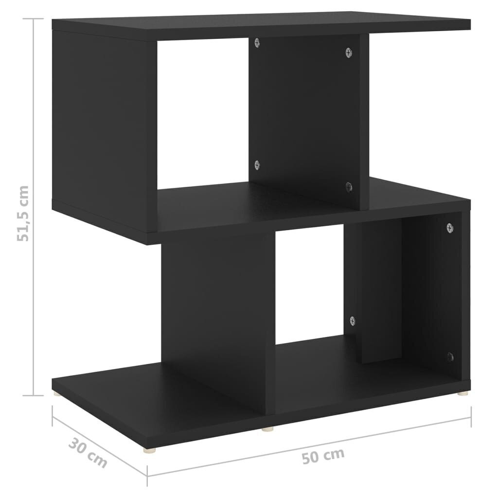 vidaXL naktsskapītis, melns, 50x30x51,5 cm, skaidu plāksne cena un informācija | Naktsskapīši | 220.lv