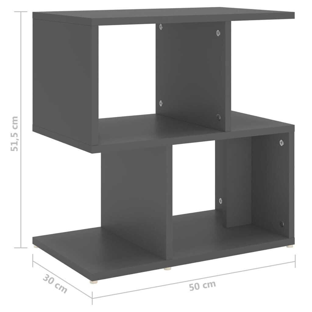 vidaXL naktsskapītis, pelēks, 50x30x51,5 cm, skaidu plāksne cena un informācija | Naktsskapīši | 220.lv