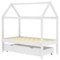 vidaXL bērnu gultas rāmis ar atvilktni, balts, priedes koks, 70x140 cm cena un informācija | Bērnu gultas | 220.lv