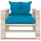 vidaXL dārza palešu dīvāns ar ziliem matračiem, priedes koks cena un informācija | Dārza krēsli | 220.lv