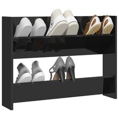 vidaXL sienas apavu plaukts, spīdīgi melns, 80x18x60cm, skaidu plāksne cena un informācija | Apavu skapji, apavu plaukti, priekšnama soliņi | 220.lv