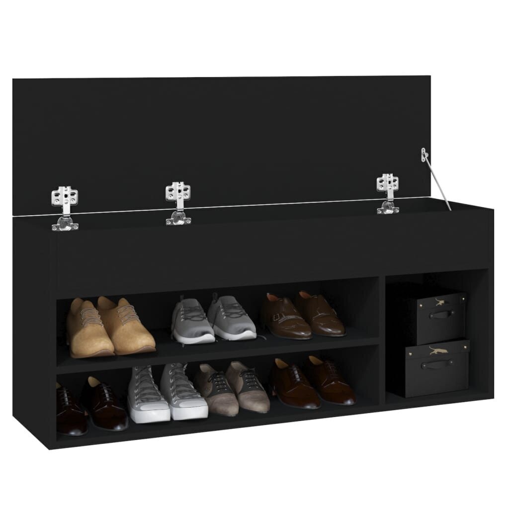 vidaXL apavu plaukts, melns, 105x30x45 cm, skaidu plāksne cena un informācija | Apavu skapji, apavu plaukti, priekšnama soliņi | 220.lv