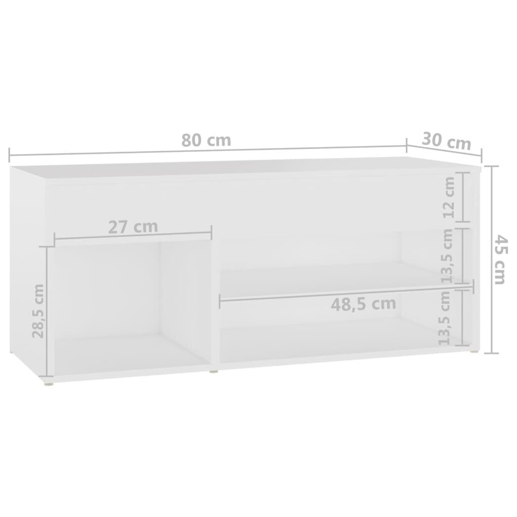 vidaXL apavu plaukts, balts, 80x30x45 cm, skaidu plāksne cena un informācija | Apavu skapji, apavu plaukti, priekšnama soliņi | 220.lv