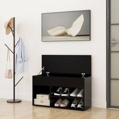 vidaXL apavu plaukts, melns, 80x30x45 cm, skaidu plāksne цена и информация | Полки для обуви, банкетки | 220.lv