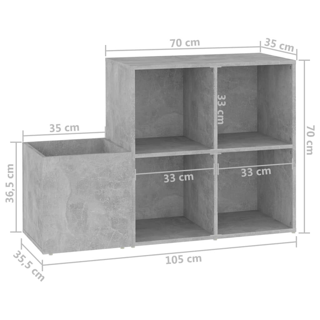 vidaXL apavu skapis, betona pelēks, 105x35,5x70 cm, skaidu plāksne cena un informācija | Apavu skapji, apavu plaukti, priekšnama soliņi | 220.lv