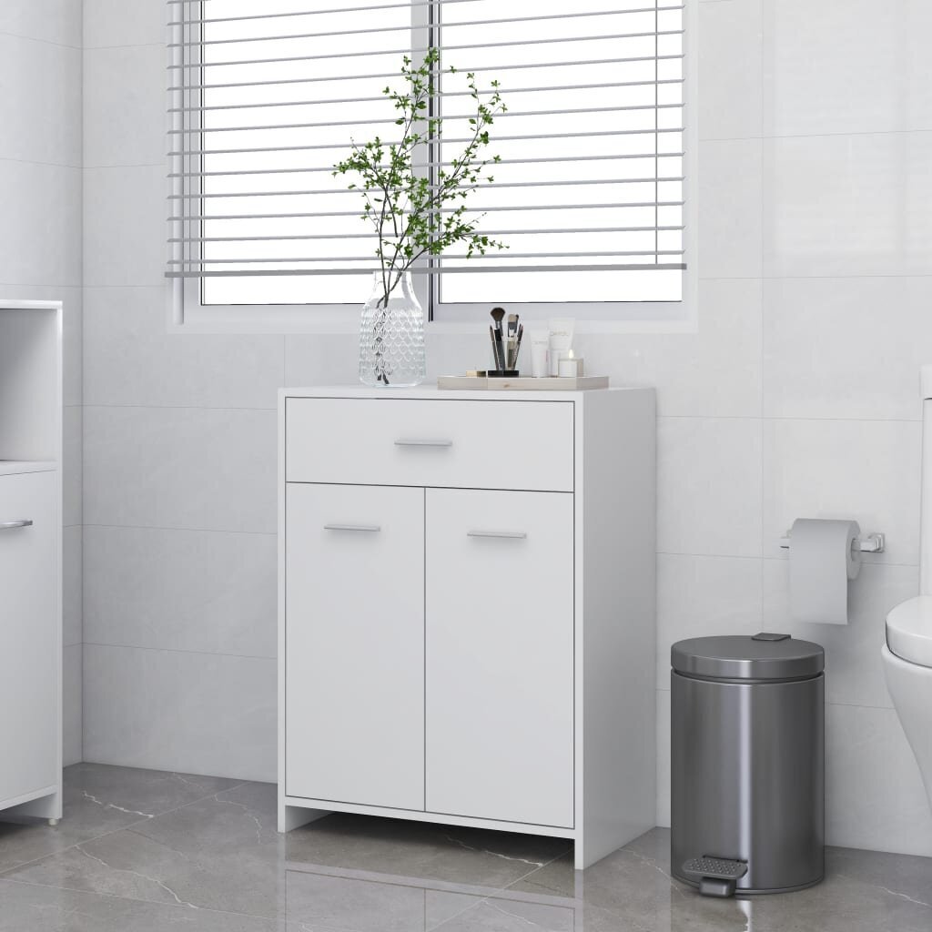 vidaXL vannasistabas skapītis, balts, 60x33x80 cm, skaidu plāksne cena un informācija | Vannas istabas skapīši | 220.lv