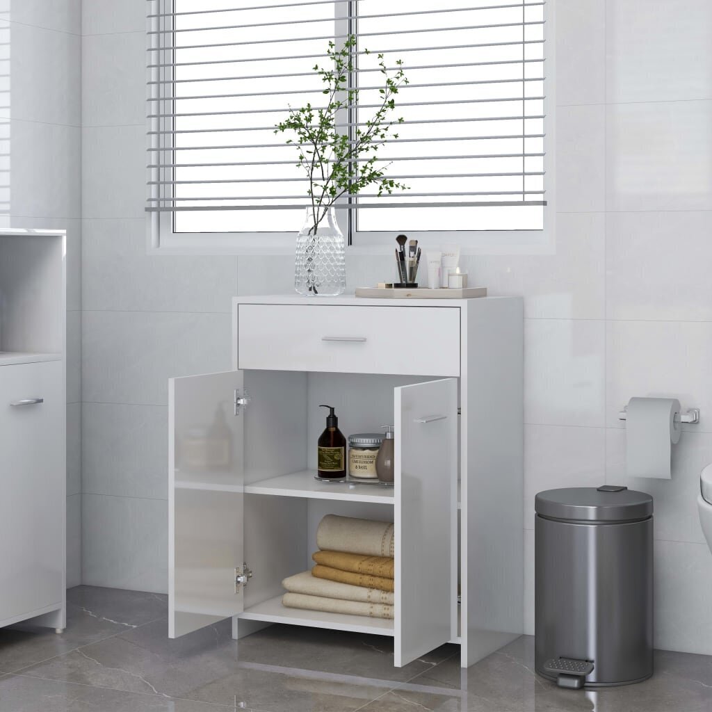 vidaXL vannasistabas skapītis, spīdīgi balts, 60x33x80 cm цена и информация | Vannas istabas skapīši | 220.lv
