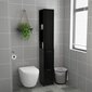 vidaXL vannasistabas skapītis, melns, 25x25x170 cm, skaidu plāksne cena un informācija | Vannas istabas skapīši | 220.lv