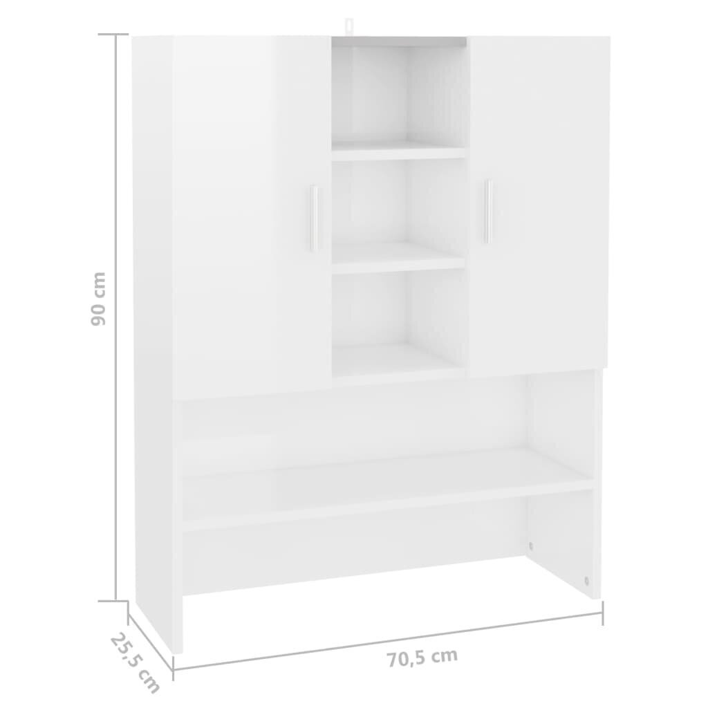 vidaXL veļasmašīnas skapītis, 70,5x25,5x90 cm, spīdīgi balts cena un informācija | Vannas istabas skapīši | 220.lv