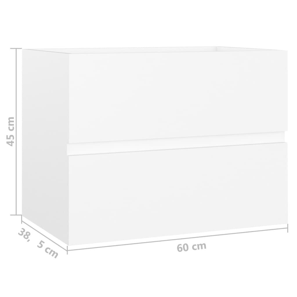 vidaXL izlietnes skapītis, balts, 60x38,5x45 cm, skaidu plāksne cena un informācija | Vannas istabas mēbeļu komplekti | 220.lv