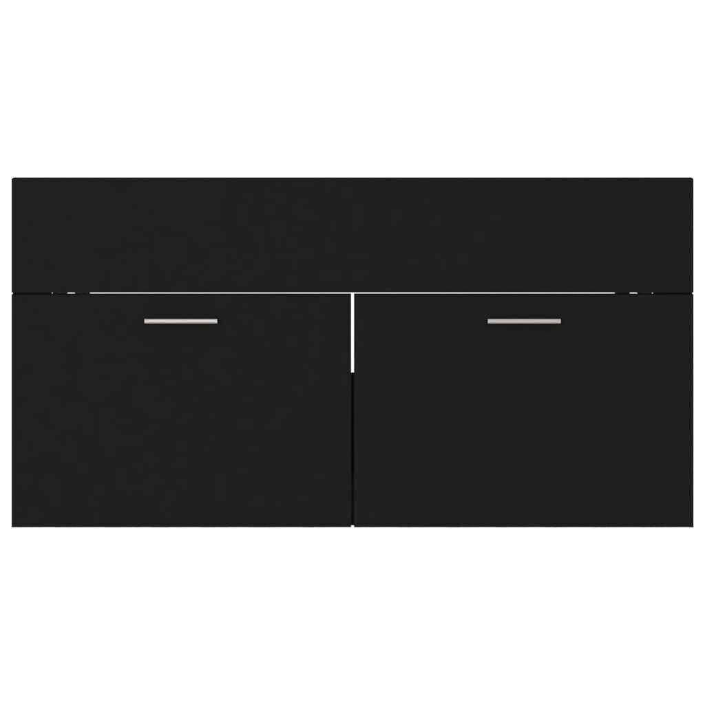vidaXL izlietnes skapītis, melns, 90x38,5x46 cm, skaidu plātne cena un informācija | Vannas istabas mēbeļu komplekti | 220.lv