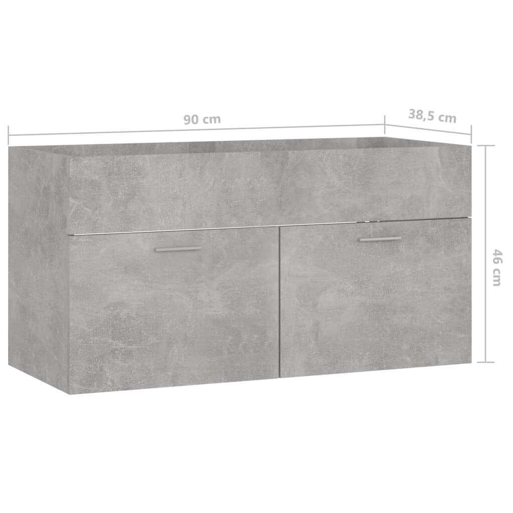 vidaXL izlietnes skapītis, betona pelēks, 90x38,5x46 cm, skaidu plātne цена и информация | Vannas istabas skapīši | 220.lv